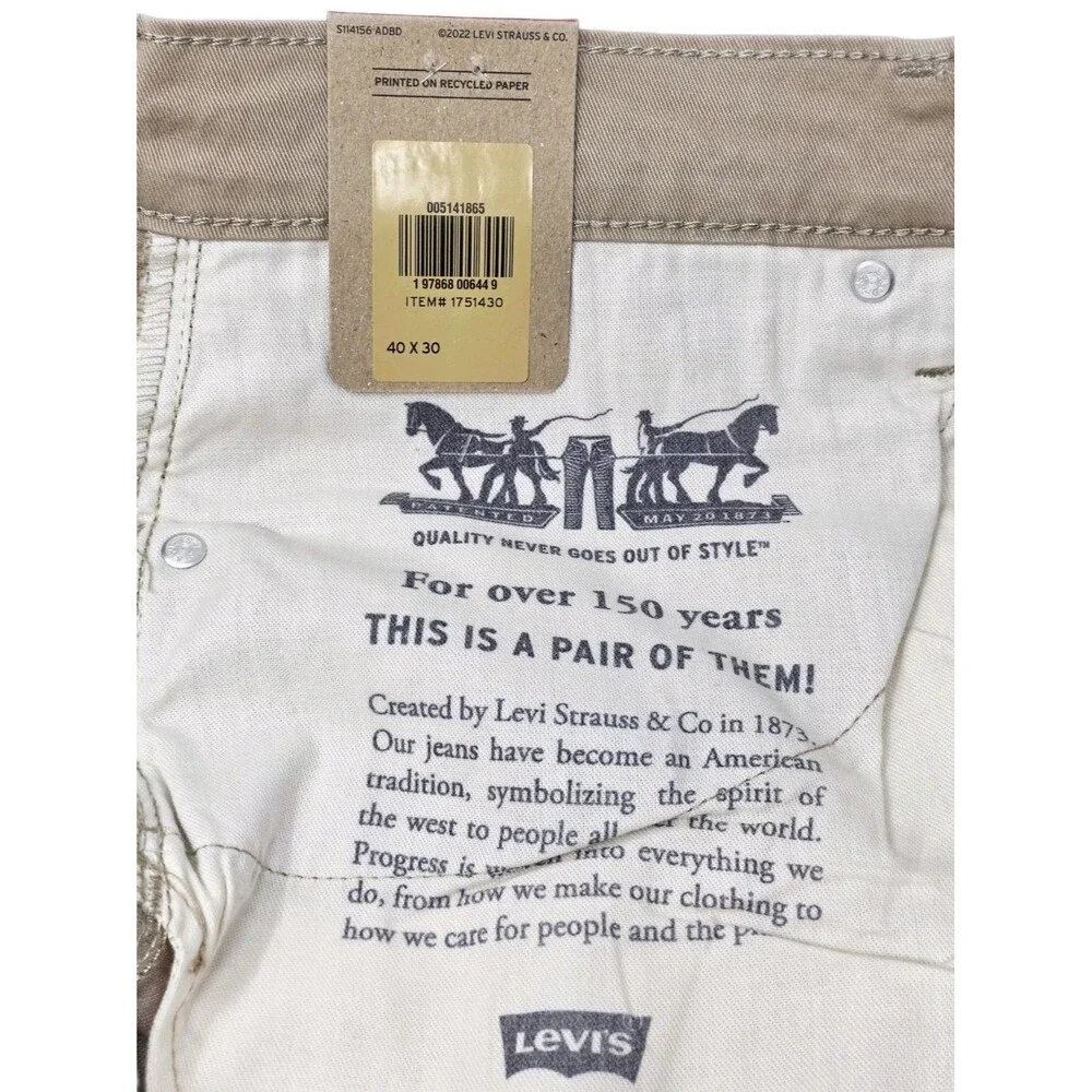 Levi's Men's 514 Straight Fit Cotton Twill Pant Khaki Beige Stretch Size 40x30